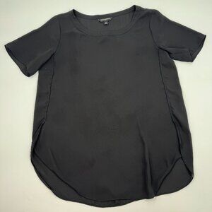 Banana Republic Womens Black Scoop Neck Short Sleeve High Low Blouse Size M